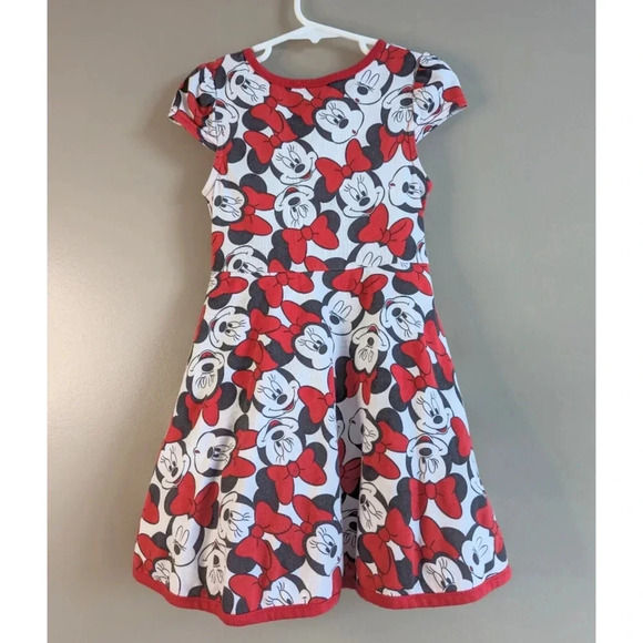 Little Girls Self Tie Ribbon Belt Minnie Mouse Dress Sz 5 Full Skirt Red VGUC - Picture 4 of 7